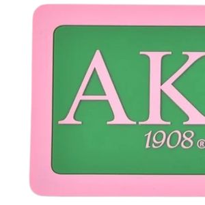 AKA Pink Green Embossed Luggage Tag for Women Travel <b>Suitcase</b> Bag Identification Label with Adjustable <b>Strap</b> Sorority Travel - Product Image 5