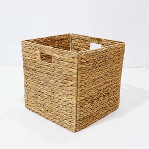 <b>Square</b> Woven Storage <b>Baskets</b> Water Hyacinth Handmade Rustic Style 4-Pack Living Room Organizers - Product Image 2