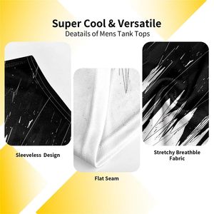 Camiseta sin mangas personalizada con estampado 3D de gráficos grunge y trazos de pincel, estilo casual abstracto, streetwear, hip hop, chaleco de verano para hombre - Product Image 5