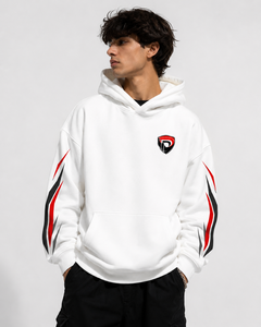 Sweat-shirt à capuche blanc personnalisé Dumela, unisexe, surdimensionné, 100% coton, tissu éponge français, poche avant, décontracté, écologique - Product Image 3