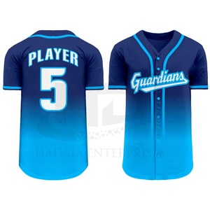 Maillot de baseball Guardians pour hommes adultes, manches courtes, dégradé bleu sublimé, col en V, anti-humidité - Product Image 6