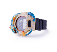 Montre numérique Dragon Design avec lunette en pierres précieuses, bracelet en acier inoxydable, unisexe, luxe, mode, boîtier 42 mm, cadran en verre, étanche 10 bars