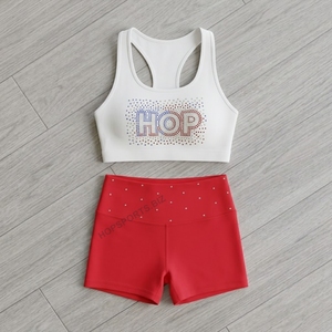 Ensemble d'uniformes de cheerleading personnalisés avec strass, 2 pièces, soutien-gorge et short - Product Image 3