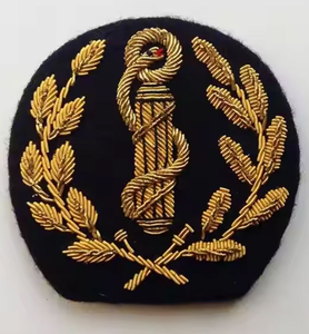 High Quality Luxury Embroidered Premium Custom Hand Embroidered Bullion Wire Patches Badges Water Resistant 3D Raised Effect - Product Image 1