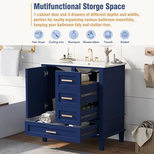 Modern 30\" Bathroom Vanity Soft-Closing <b>Storage</b> Cabinet with 3 <b>Draw</b> Sink Combo Set Urban Style Vanities - Product Image 5