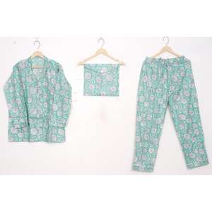 ชุดนอนผ้าฝ้ายแท้พิมพ์ลายดอกไม้สำหรับผู้หญิง ดีไซน์หรูหรา ระบายอากาศได้ดี เหมาะสำหรับเพื่อนเจ้าสาว ใส่เล่นน้ำ ใส่พักผ่อนช่วงวันหยุด - Product Image 1