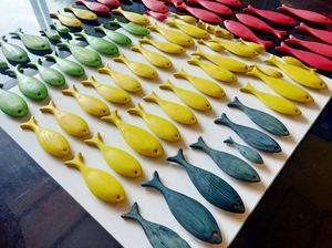 Poisson en bois du Vietnam de 99 données d'or pour la décoration intérieure et les détaillants de cadeaux en bord de mer - Product Image 2