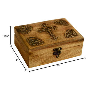 Caja de Almacenamiento Decorativa de Madera Asequible para Joyas, Monedas, Adornos y Pequeños Regalos con Hermosos Grabados Tradicionales - Product Image 6