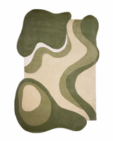 Tapis moderne abstrait tufté à la main, en laine de Nouvelle-Zélande à poils longs, avec envers en latex, anti-chute de poils, anti-taches, motifs personnalisés