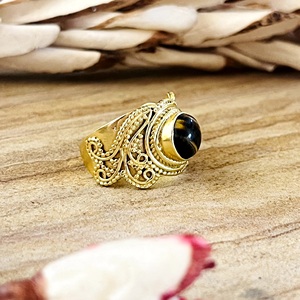 Hot Design Silver <b>Eye</b> Boho <b>Tiger</b> <b>Eye</b> Vintage Brass <b>Ring</b> Women 18k Gold Plated Certified Filigree Tribal Swirl Jewelry - Product Image 1