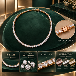 Collier tennis distinctif en diamants naturels de 18 pouces |   Or 9 carats, 0,25 carat, 4,1 mm, taille brillant, certifié IGI, bijoux en gros, export - Product Image 5