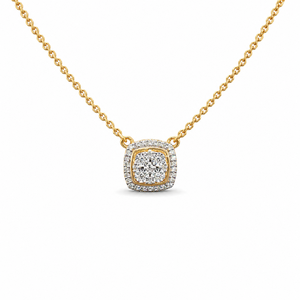 Collar de oro amarillo de 14 quilates con diamantes naturales de 0,16 quilates, colgante cuadrado con claridad SI G-H, regalo de joyería fina |   Collar de Diamantes al por Mayor - Product Image 1