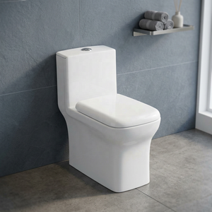 Ensemble WC et lavabo en céramique monobloc moderne avec double chasse pour la fourniture de projets au Moyen-Orient - Product Image 2