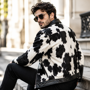 Wholesale LEATHER SPOT High Quality Cow Hair Leather Breathable Zipper Closure Genuine Leather Plaid Casual <b>Summer</b> <b>Men's</b> <b>Jacket</b> - Product Image 1