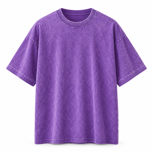 เสื้อยืดคอเต่าแขนสั้นทรงโอเวอร์ไซส์สำหรับผู้ชาย สีพื้น ผ้าฝ้าย 100% แบบถัก ทรงพอดีตัว ผ้าเจอร์ซีย์แบบซักแล้ว - Product Image 3
