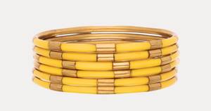 Lot de 6 bracelets ethniques plaqués platine pour femme, en laiton, avec résine rose et noire, motif géométrique, pour soirée - Product Image 4