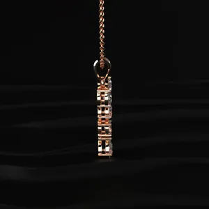 Nouveau design de collier pendentif en diamant CVD cultivé en laboratoire en forme de lettre T, clarté VVS-VS, certifié IGI, pendentif en or rose avec couleur D-E. - Product Image 5