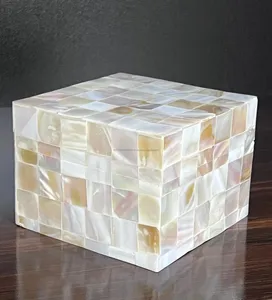 Mère de poire mosaïque boîte en bois mère de perle incrustation boîte à bijoux décor organisateur pour femmes et filles mère de perle boîtes - Product Image 3