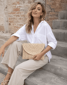 Sac à bandoulière en raphia tressé style bohème anglais pour femmes et filles, pochette portefeuille à fermeture éclair, sac à main élégant - Product Image 5