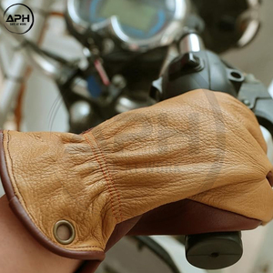 Contrast Two Tone Leather Driver Gloves <b>Tan</b> Back Dark <b>Brown</b> Palm Brass Rivet Detail Industrial Material Handling Wear - Product Image 4