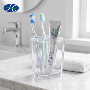 Clear acrylic accessories 7 piece soap dish twist <b>toothbrush</b> <b>holder</b> - Product Image 1