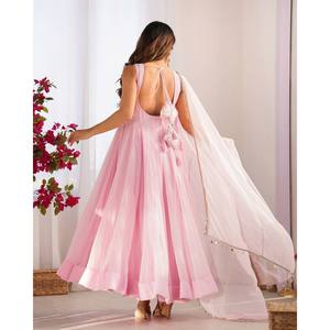 Robe Anarkali de créateur-Bas et Dupatta pour les fêtes Taille XS - Product Image 4