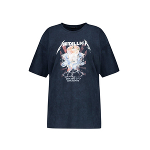 เสื้อยืดคอกลมโอเวอร์ไซส์พิมพ์ลายสำหรับผู้หญิง ผ้าฝ้าย 100% ทรงหลวม แขนสั้น ความยาวปกติ ผ้าเจอร์ซีย์ - Product Image 1