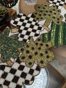 Embroidered <b>Table</b> Runner <b>Plant</b> Pattern Bohemian Style Green Black White Home Decor - Product Image 6