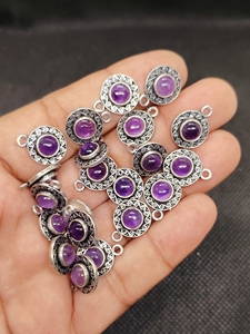 Chaîne connectrice en améthyste naturelle de haute qualité, forme irrégulière, 15 mm, avec sertissage en laiton pour la fabrication de bijoux - Product Image 5