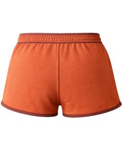 Shorts en molleton de coton personnalisés pour femme, orange rouille avec contraste marron, taille élastique, décontractés, pour l'été, le sport et la détente - Product Image 2