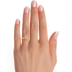 Bague de fiançailles unisexe en or jaune avec diamant taille cœur, sertie à griffes, plaquée rhodium, or massif 18 carats, style original - Product Image 2