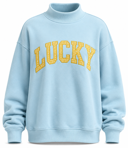 เสื้อสเวตเชิ้ตคอเต่าทรงโอเวอร์ไซส์ Lucky Heavyweight ตกแต่งลายตารางกิ๊งแฮมพร้อมปักตัวอักษรแบบกำหนดเองสำหรับทุกเพศ - Product Image 5