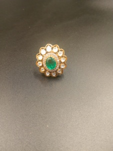 Star Shape Silver Cocktail <b>Ring</b> Green Doublet Emerald Cut Stone 24K Gold Plated Women's Classic Wedding <b>Adjustable</b> <b>Ring</b> - Product Image 3