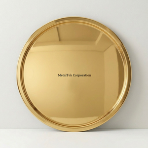 Stainless Steel 304 Premium Gold Plated Round <b>Serving</b> <b>Tray</b> <b>Large</b> Decorative Food Safe Metal Platter Wedding Tableware Gift <b>Trays</b> - Product Image 1