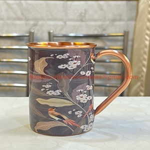 Mug cylindrique Moscow Mule 16 oz 100% Cuivre avec poignée, brillant, pour café, thé, bière, en acier inoxydable, idéal pour les voyages, cadeau, fabricant - Product Image 2
