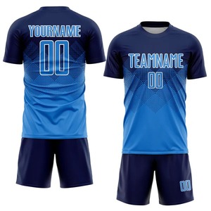 Maillot de football personnalisé bleu marine, blanc et rose, sublimation, respirant, séchage rapide, tenue d'entraînement et de match pour équipe de football - Product Image 1