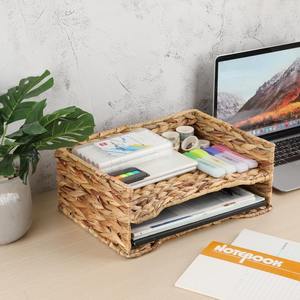 Organizadores de escritorio de 2 niveles, organizador de archivos, cesta de almacenamiento hecha a mano con jacinto de agua, venta al por mayor, ecológico, hecho en Vietnam - Product Image 5