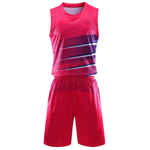Ensemble de maillot de basket-ball pour homme à prix avantageux, débardeur sans manches avec short, design rayé sublimé, vêtements de sport respirants - Product Image 5