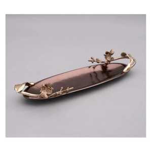 Hammered Copper Rectangular Serving <b>Tray</b> Set of 2 Rose Gold Finish Metal Platters Nested <b>Kitchen</b> Storage and Food Server - Product Image 1