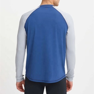 Men's Oversized <b>Raglan</b> <b>Sleeve</b> <b>T</b>-<b>Shirt</b> Solid Color Contrast Trim O-Neck Casual Long <b>Sleeve</b> 100% Cotton Knitted Fabric - Product Image 4