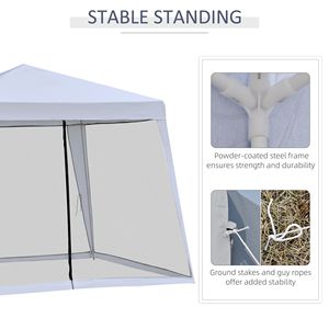 Tenda a baldacchino grigia 10x10 per esterni con gambe inclinate e pareti laterali in rete, ideale per matrimoni, feste e protezione solare per patio - Product Image 5