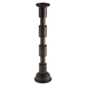 Modern <b>Black</b> Metal <b>Candlestick</b> <b>Holder</b> Featuring A Stacked Segmented Column Design And Round Shape For Home Decoration - Product Image 2