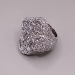 Anillo de Plata 925 con Diamantes Cultivados en Laboratorio Certificados, Diseño Geométrico Ornamentado de Lujo, Ligero - Product Image 6