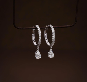 Boucles d'oreilles de luxe en argent 925 avec diamants de laboratoire, taille poire, couleur F, style vintage, certifiées IGI, pour fiançailles et mariage, bijoux fins - Product Image 1