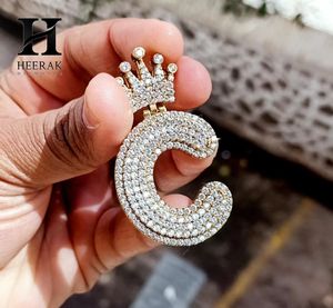 Pendentif Lettre Bulle Couronne de Roi Luxe Entièrement Sertie de Diamants, Collier Initial Personnalisé pour Vente en Gros de Bijoux - Product Image 4