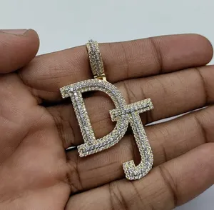 Colgante Personalizado con Inicial de DJ, Diamante Moissanita, Estilo Hip Hop, Colgante con Letra del Alfabeto, Chapado en Oro sobre Plata 925, Joyería Hip Hop - Product Image 2