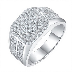 Most Selling Geometric Cocktail <b>Ring</b> Men's Gold Plated Brass Lab Created Cubic Zirconia Micro Pave Engagement Hip Hop Glam Style - Product Image 2