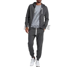 Sweat-shirt à capuche zippé noir pour homme avec imprimé frontal, coupe classique, décontracté, pour l'automne - Product Image 2
