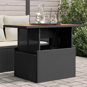 Tavolo da esterno in legno massello di Acacia con Rattan nero e tavolo da giardino in acciaio verniciato a polvere - Product Image 1