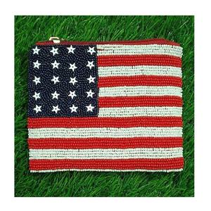 Porte-monnaie perlé avec drapeau américain pour collectionneurs de pièces de monnaie, avec fermeture éclair, parfait pour les femmes et les filles, accessoire cadeau - Product Image 1
